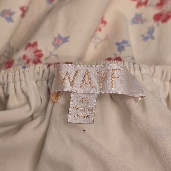 WAYF Floral Puff Sleeve Dress XS Open Back Tie Bow Cottagecore Romantic prairie - Picture 6 of 8